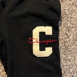 Champion Size M Black Joggers with felt embroidered Logo